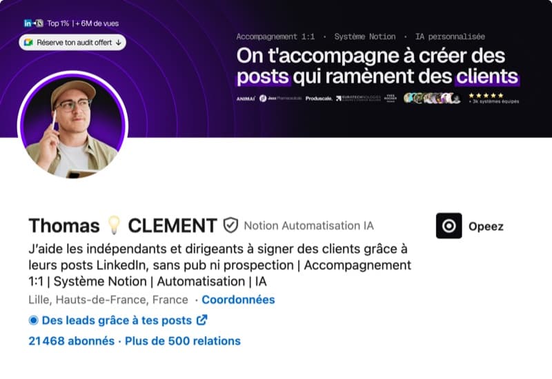 Profil LinkedIn optimisé